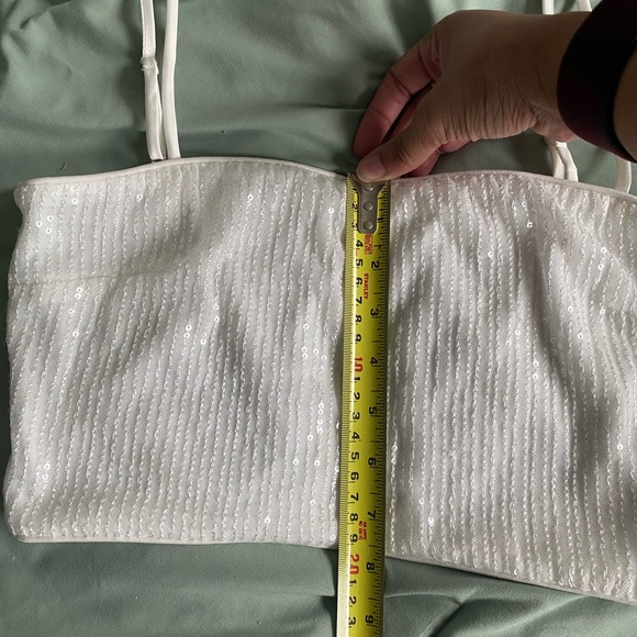 12th Tribe Soirée White Sequin Crop Top - Picture 12 of 16